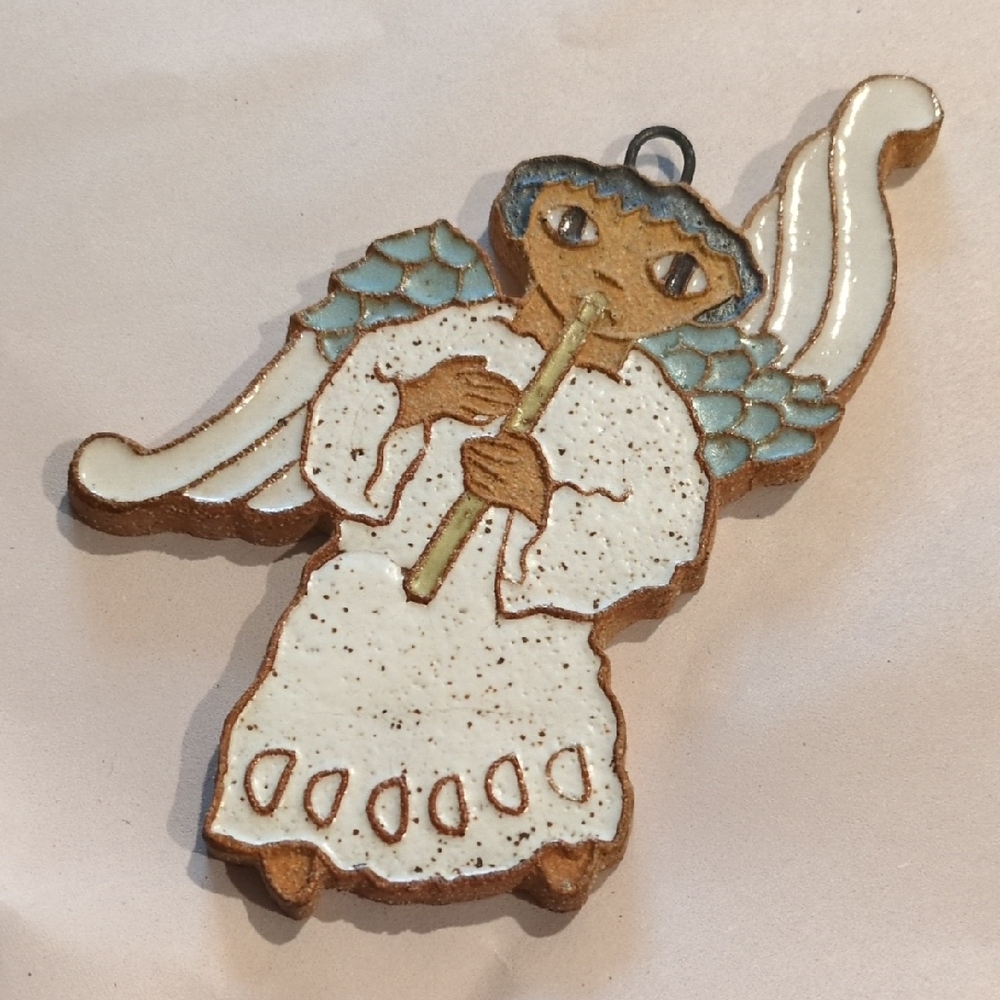 Abbey Ceramics Pottery Mcm Flute Angel Signed On Back Maurer